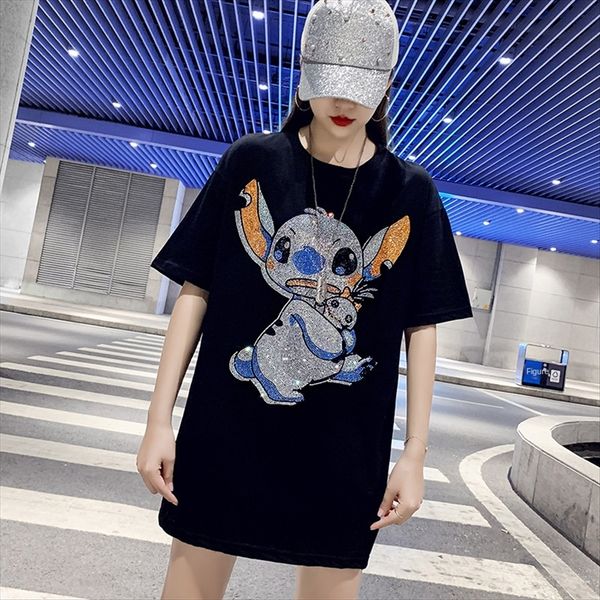 

t-shirt female summer 2020 contrast color heavy industry drill ins loose medium and long short sleeve black wind, White