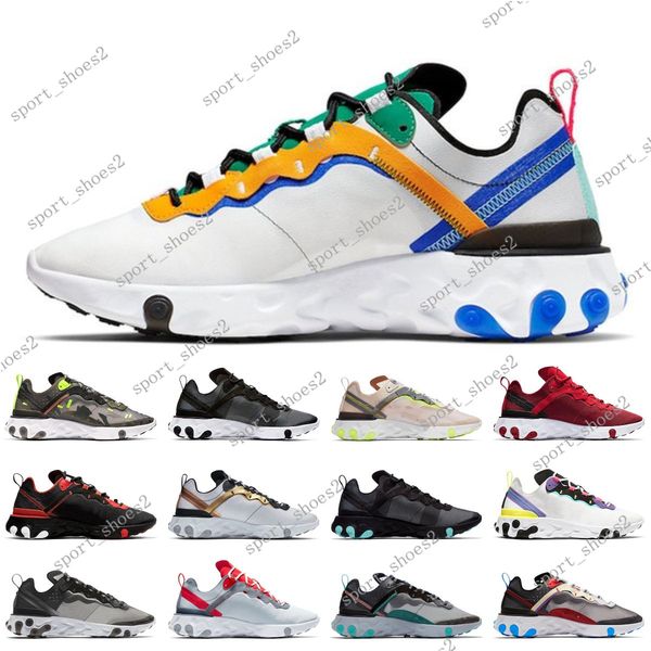 

2020 react element 87 55 running shoes for men women light bone triple black bred hyper pink mens trainers sports sneakers #0627001
