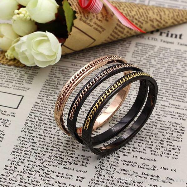 

pb110 fashion retro black copy chain beautiful all-match gold plate bangle for lady gift ing