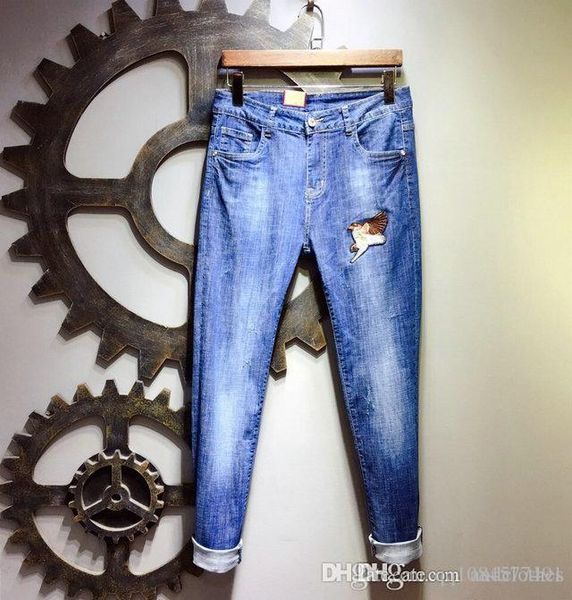 

2019 hole men skinny cool guy distressed jeans designers slim jeans straight pantalon de designer pour hommes, Blue