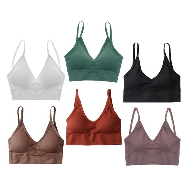 

6 pieces padded bralette wirecomfort bra bustier crop sport bra set, Red;black