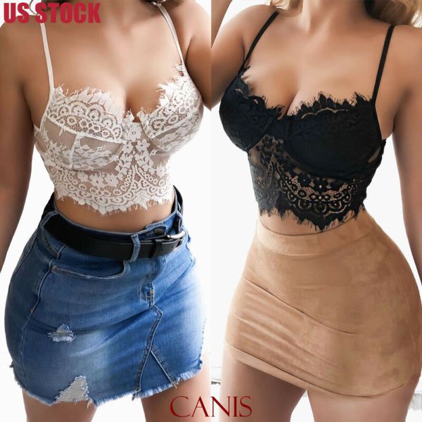 

women lace floral bralette bralet bra bustier crop sleeveless cami tank, Red;black