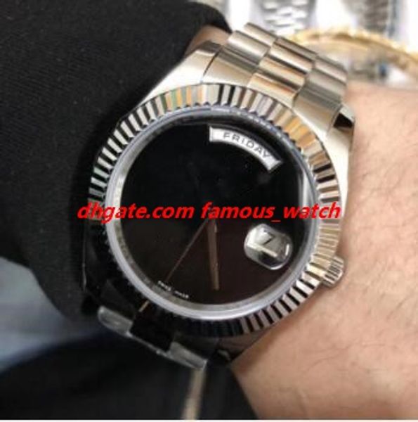 

3 style men watch 41mm black dial gold silver steel bracelet asia 2813 automatic luxury wristwatch ing, Slivery;brown