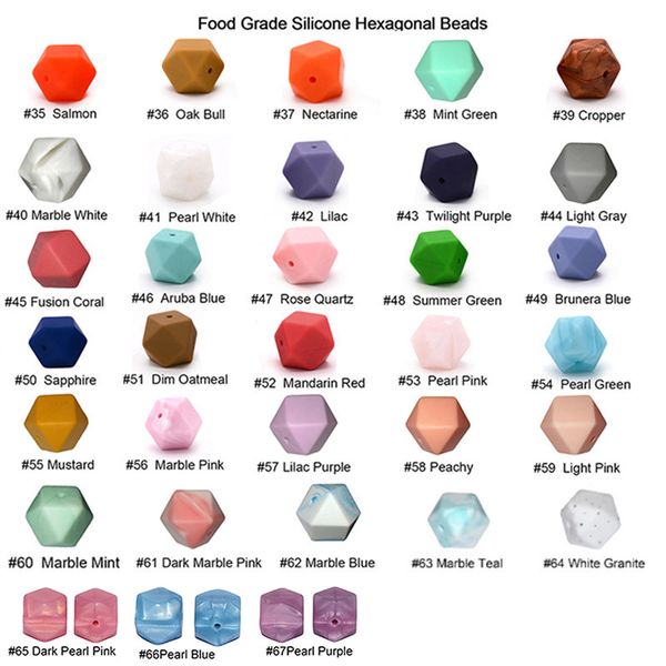 

50pcs silicone polyhedron beads for teether 14mm polygonal beads diy baby teething chewing jewelry necklace/ bracelet