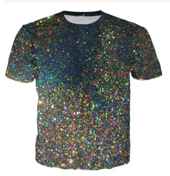 New Fashion Mens / Womens Space Glitter T-Shirt Summer Style Divertente Unisex 3D Print Maglietta casual Top Plus Size AA0160