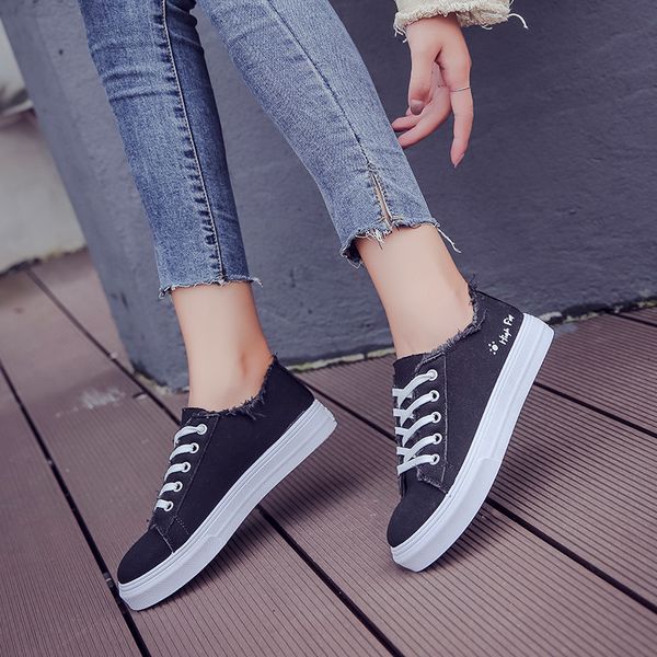 

canvas women shoes 2020 new fashion shoes leisure board retro wild low-breathable casual women sneakers nvx232, Black