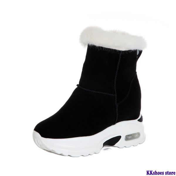 

women's snow boots 2020 winter genuine leather fur ankle boots for women winter shoes black boot high heels ladies ankle boot