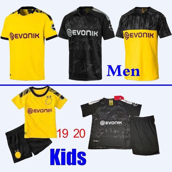 

2020 cup game #11 reus home yellow soccer jerseys 19/20 #7 sancho #9 paco alcacer soccer shirts delaney men + kids kit uniforms, Black;yellow