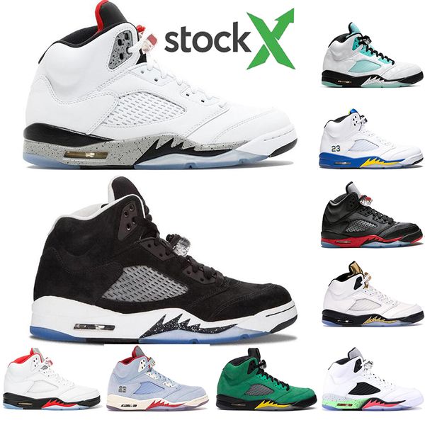 

new jumpman 5 5s og men basketball shoes michigan grape fire red ice blue university red jsp laney mens trainers boots size 40-47