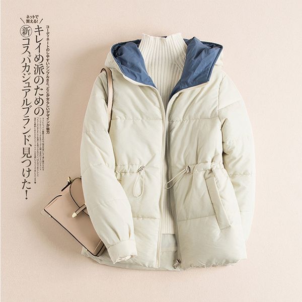 

down jacket pure color with thick down clothes hidden-interlocking hooded cotton-padded jacket 903 y190926, Black;white