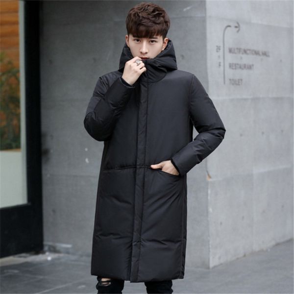 

male white down jacket brand clothing hooded black gary long warm white duck down coat male coats new thick winter windproof
