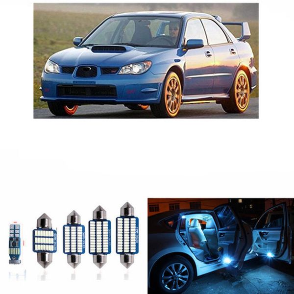 

8pcs car led interior light bulbs kits for 2002-2007 impreza map dome trunk license plate lamp 12v car styling white blue