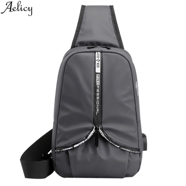 

aelicy men waterproof leisure crossbody bag nylon messenger bag with usb fashion travel letter print chest bags sport phone