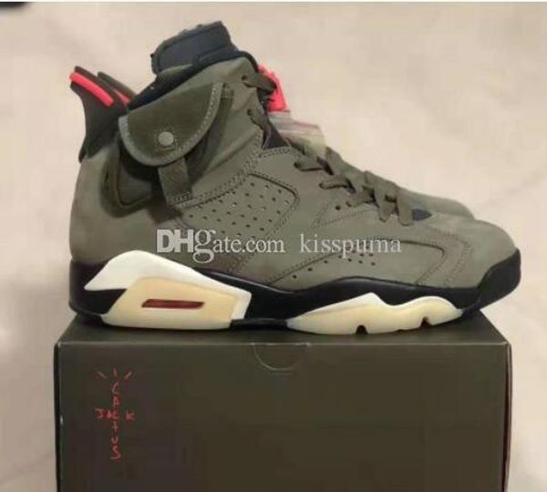 

2019 new travis scotts x cactus jack 6 medium olive glow in the dark army green suede 3m basketball shoes