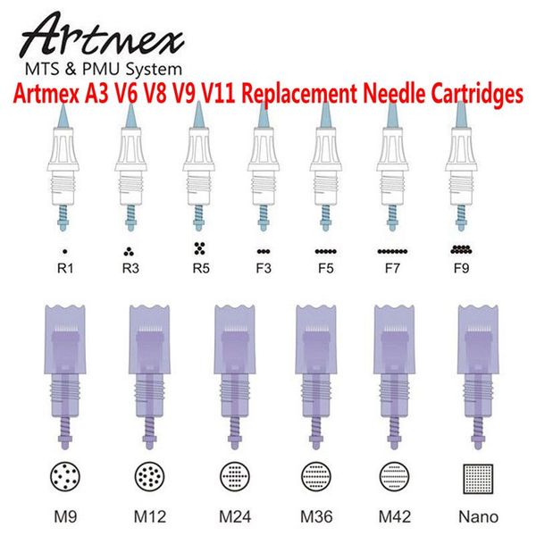 

artmex v9 v8 v6 v11 a3 mts & pmu replacement needle cartridge for permanent makeup tattoo machine derma pen