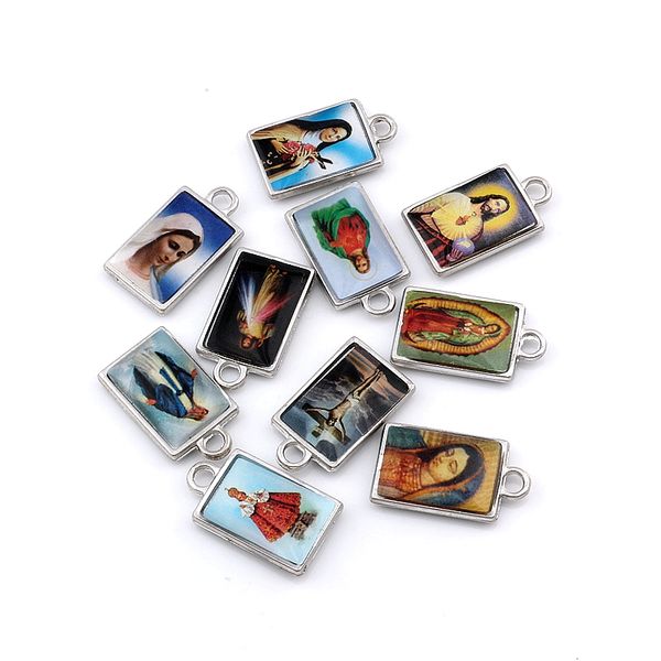 

50pcs двусторонний икона иисуса христа шарм подвески религия ювелирные изделия diy fit подвески ожерелье 13.8x24mm a-573, Bronze;silver