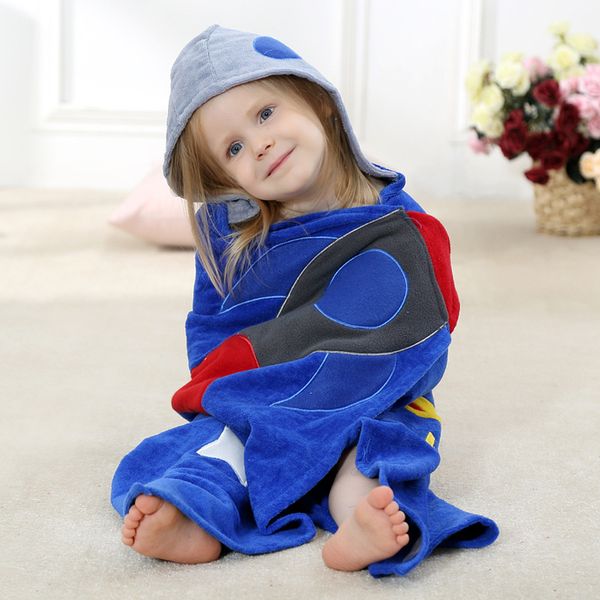 

children's bathrobe new cotton towel material cartoon fashion baby, Blue;red