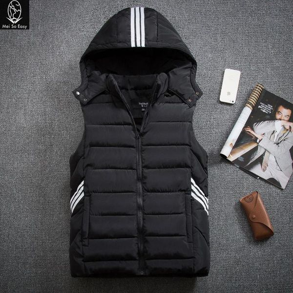

new arrival waistcoat with a hood vest wadded jacket men's coat warm winter super large plus size xl - 5xl 6xl 7xl 8xl, Black;white