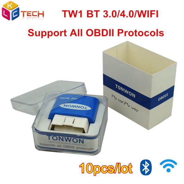 

10pcs tonwon tw1 bt 3.0/4.0/wifi better than elm327 elm 327 car obd2 scanner obdii obd2 code reader scanner for and android