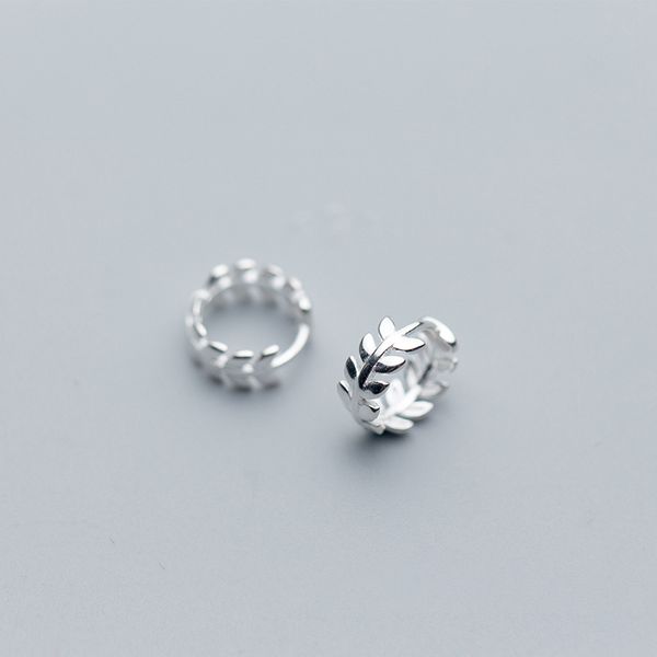 

MloveAcc Real 925 Sterling Silver Earrings for Women Plant Leaf Small Hoop Earring Wedding Earings Fashion Jewelry