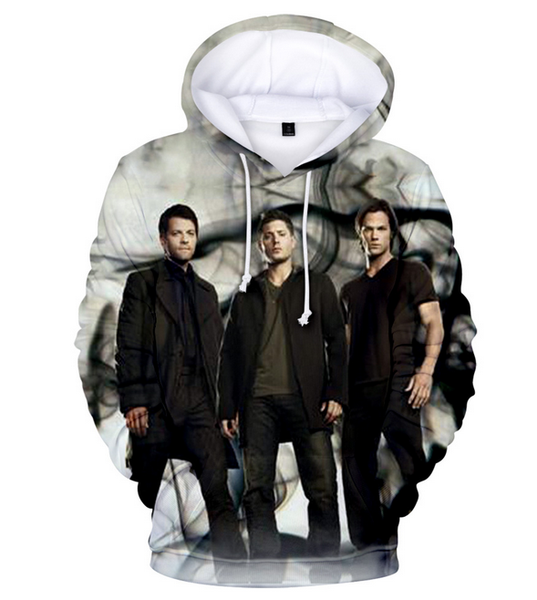 

новая сверхъестественная толстовка мужчина / женщины мода повседневной хип-хоп толстовка 3d печать сверхъестественного толстовка tops a651, Black