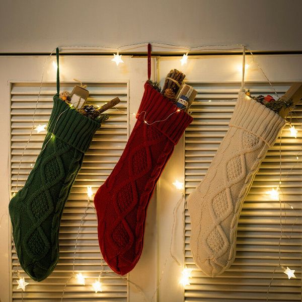 

2020 new festive or party supplies christmas holiday knitted stocking hanging crochet stock tree ornament decor