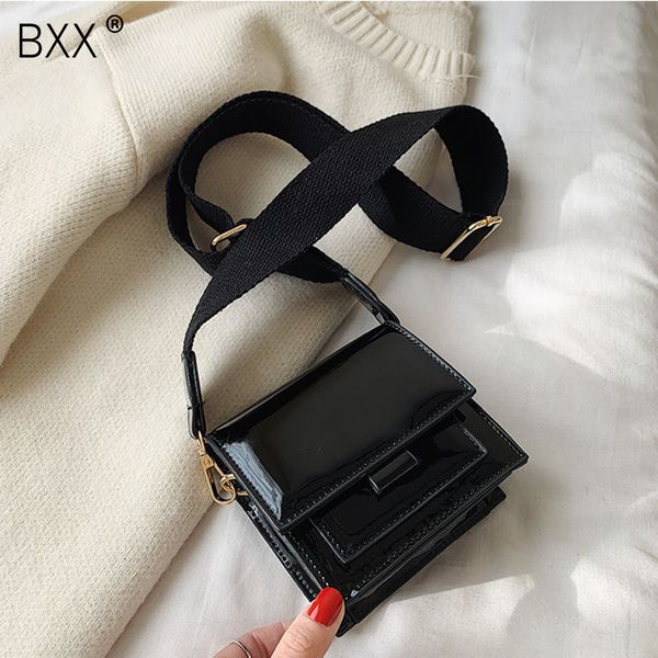 

bxx] patent leather crossbody bags for women 2020 fashion mini wide straps handbags all-match shoulder messenger bag hk367