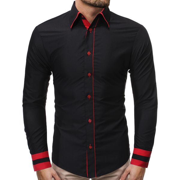 

2019 men's formal shirts casual autumn office business shirt long sleeve pocket standcollar blouses me button solid sweatshirts, White;black