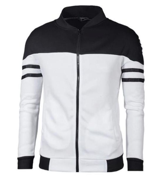 

luxury mens outerwear stripe print coat plus size autumn zipper vertical collar pure cotton contrast color jacket male apparel, Black