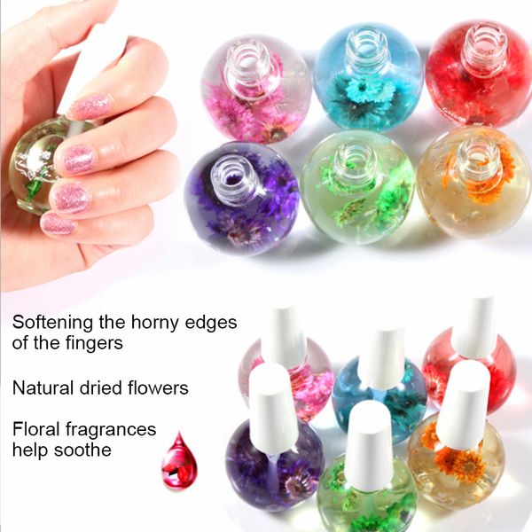 

15ml/bottle dried flowers nail cuticle oil softener nutritional nourishing nail cuticle protector oil art care tool