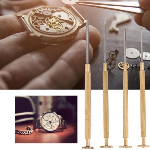 

4pcs/set watchband watch movement removal screwdriver watch repairing accessory tool golden word screwdriver set repair