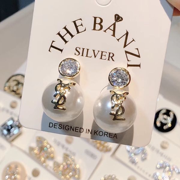 

2019 the latest style of rhinestone alloy jewelry fashion earrings jewelry luxury earrings mother's day gift, Silver