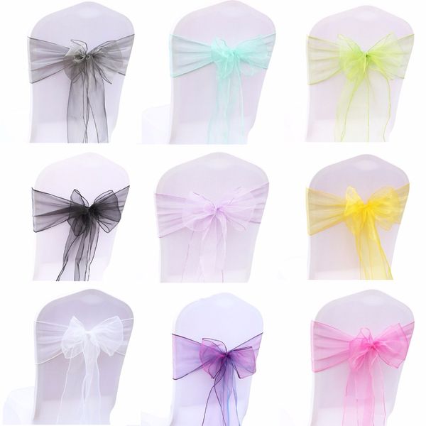 

25pc/lot 18x275cm sheer organza chair sashes bow cover chair sashes tulle for wedding party banquet diy home textile decoration