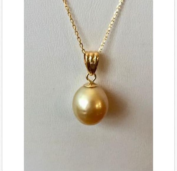 

golden south sea pearl necklace pendant pearls 14k gold 18" long 10-12mm, Silver