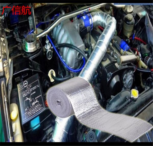 

racing sport self adhesive reflect a gold heat wrap barrier for car. truck ,motorcycle fiberglass heat shield tape roll 5meters