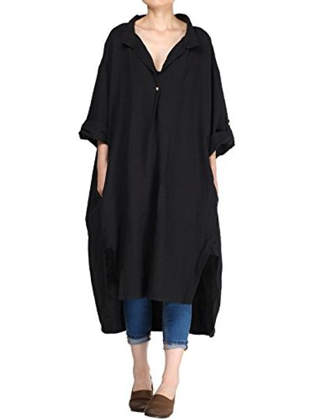 

mordenmiss women's new hi-low hem plus size dresses with pockets, Black;gray