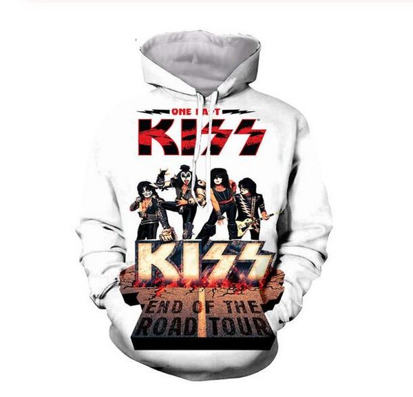 

new arrive hip hop style kiss band 3d print men women fashion hoodies rg038, Black