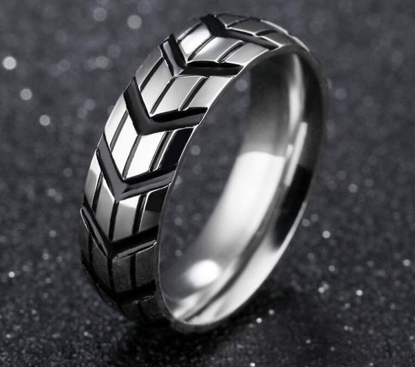 Europeus e americanos pneu de carro criativo maré dos homens de impressão aço anel de titânio anel de dedo indicador anel masculino