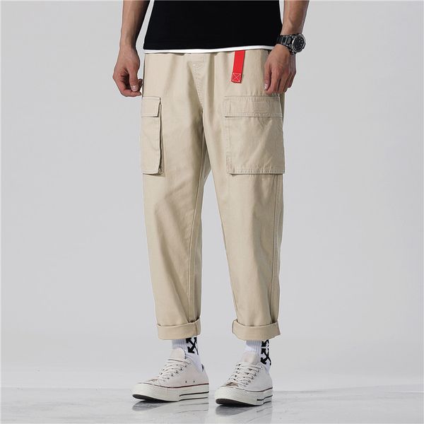

2019 new models high-end quality trousers khaki men's jeans four seasons casual pants overalls ninth pants suitable four seasons, Blue