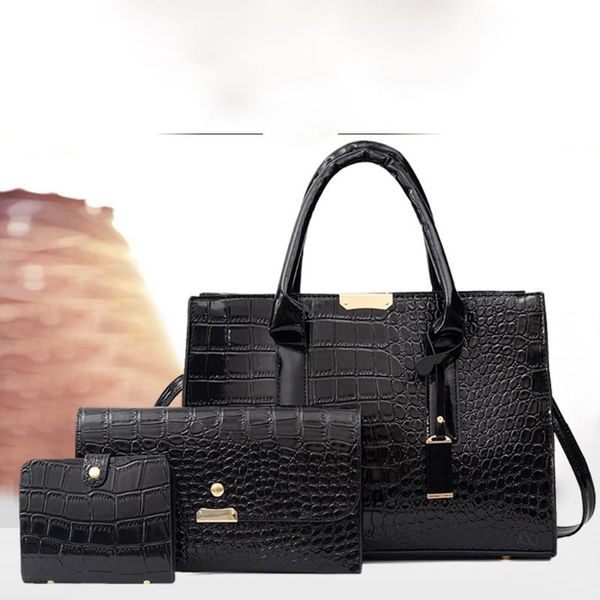 

fashion 3 pcs shoulder bag women's messenger bags outdoor solid color clutch leather handbag clutch flap #xes