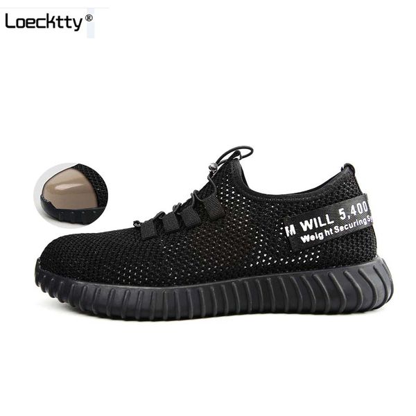 

Loecktty Breathable safety shoes men's Lightweight summer anti-smashing piercing work sandals Single mesh sneakers 35-45