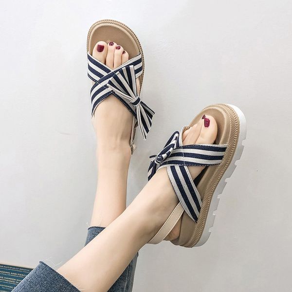 

female sandal bow shoes wedge clear heels beige heeled sandals muffins shoe med 2020 summer ladies on comfort block black