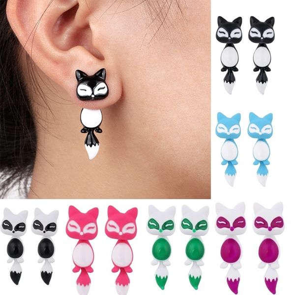 

1pc new fashion creative cute 3d animal jewelry hook eardrop ear studs earrings, Golden;silver
