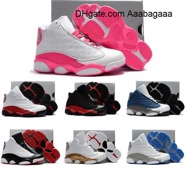 

boy girls kids 13s white pink he got game basketball shoes children baby 13 black blue flints playoffs kid gifts sneakers