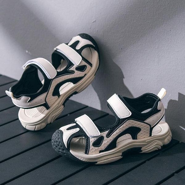 

2020 summer boy sandals baotou comfortable children shoes korean version middle and big children summer beach soft sole shoes, Black;red