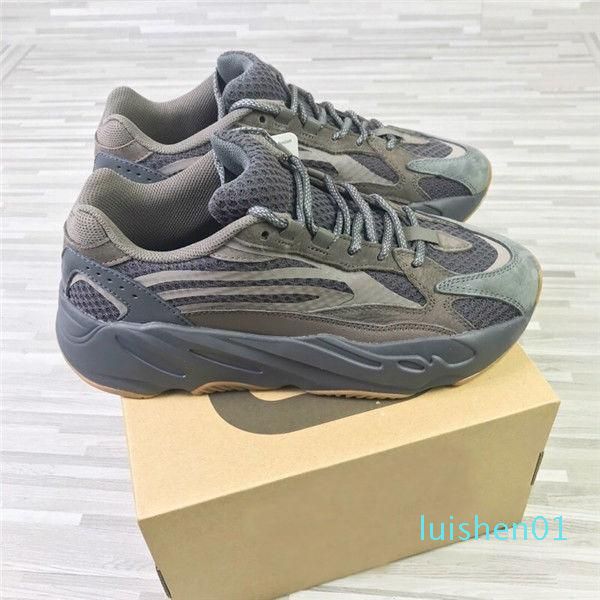 

700 v2 geode dark brown black men women running shoes 3m reflective suede sports sneakers l011