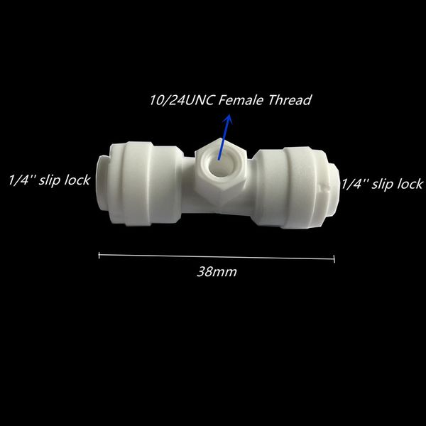 

s075 1/4' quick pushing slip lock nozzle fittings 10-24unc female thread for patio misting system 50pcs/pack