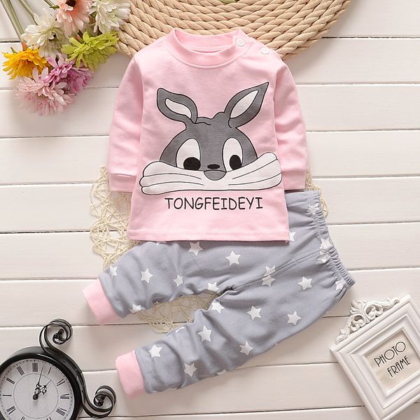 

fun orange 2018 spring autumn new baby boys clothes cartoon long sleeved t-shirts + pants newborn baby girl clothes suits, White