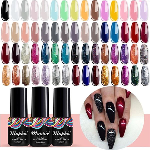 

maphie nail gel varnish soak off base semi permanent gel polish long lasting glitter shiny nail all art manicure, Red;pink