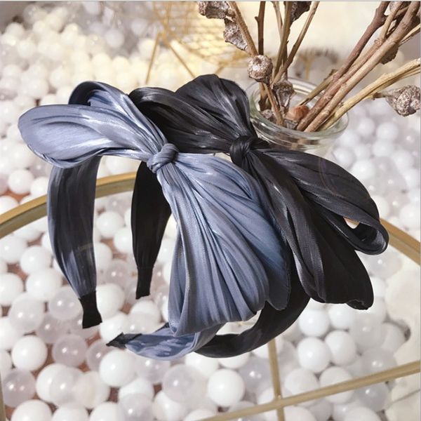 

high-end boutique hair accessories women's fabric pleated large bow wide-brimmed headband headband versatile hair band headwear
